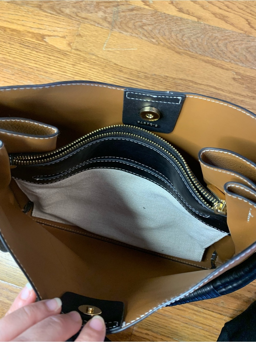 Parfois Tan & Black Two-Tone Faux Leather Tote Bag - Picture 6 of 15